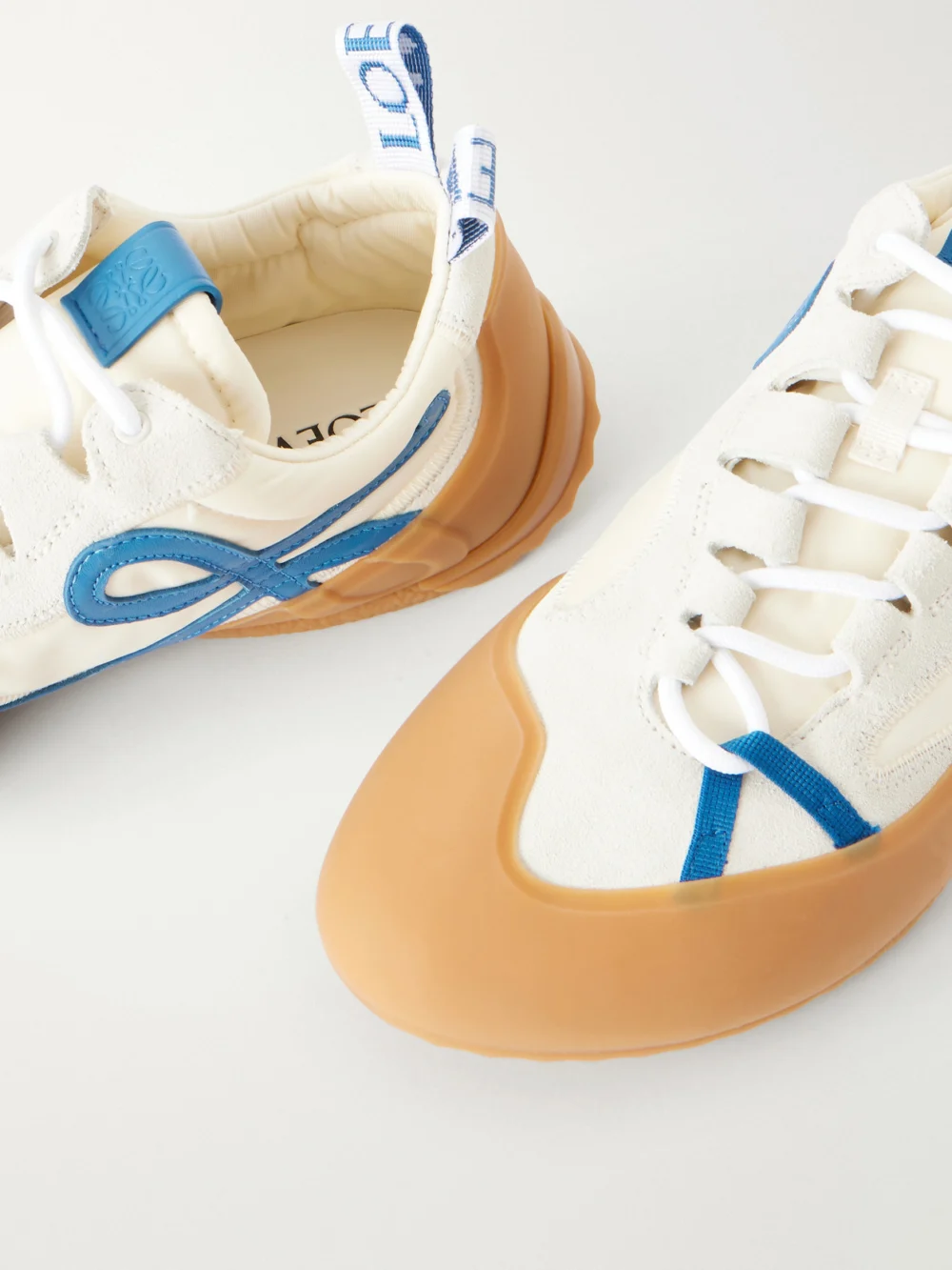 Close-up detail of the Loewe Grip Tpu and Shell-trimmed Suede Sneakers