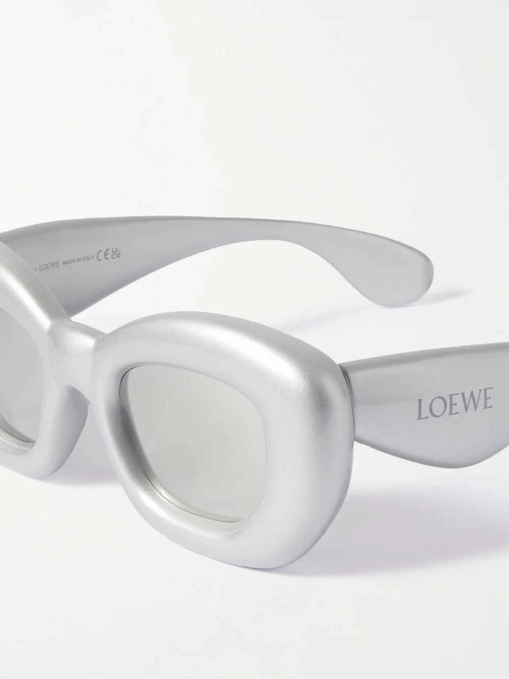 Close-up detail of the Loewe Inflated Oversized D-frame Acetate Sunglasses