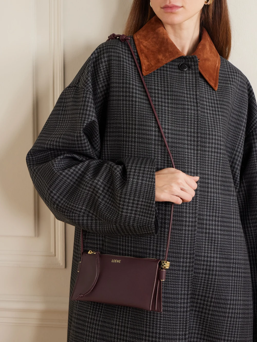 Loewe Joya Embellished Leather Shoulder Bag, styled view