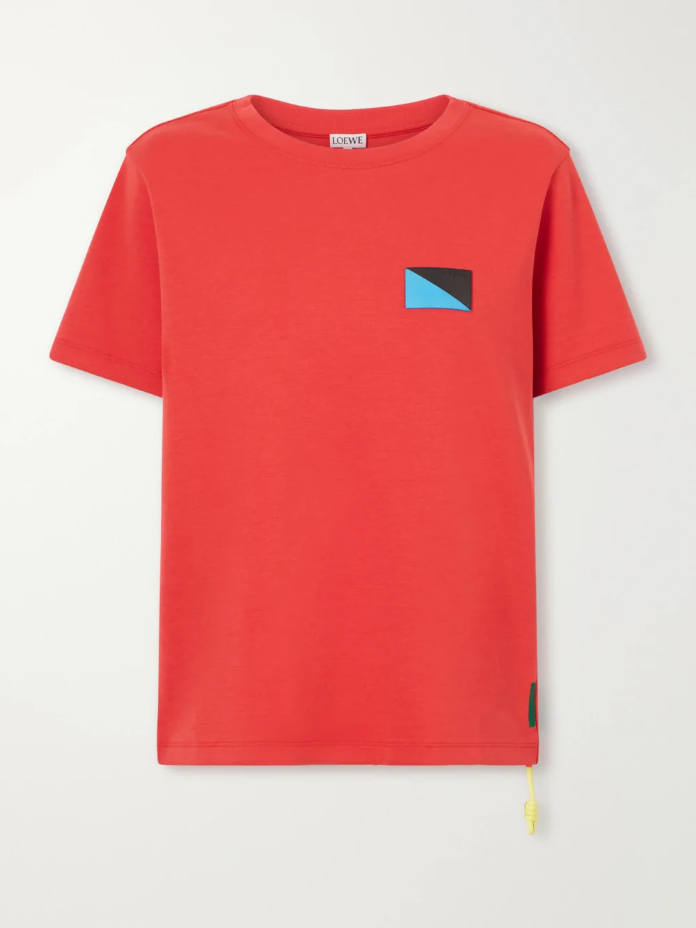 Loewe Logo-embossed Leather-trimmed Cotton-blend Jersey T-shirt in red