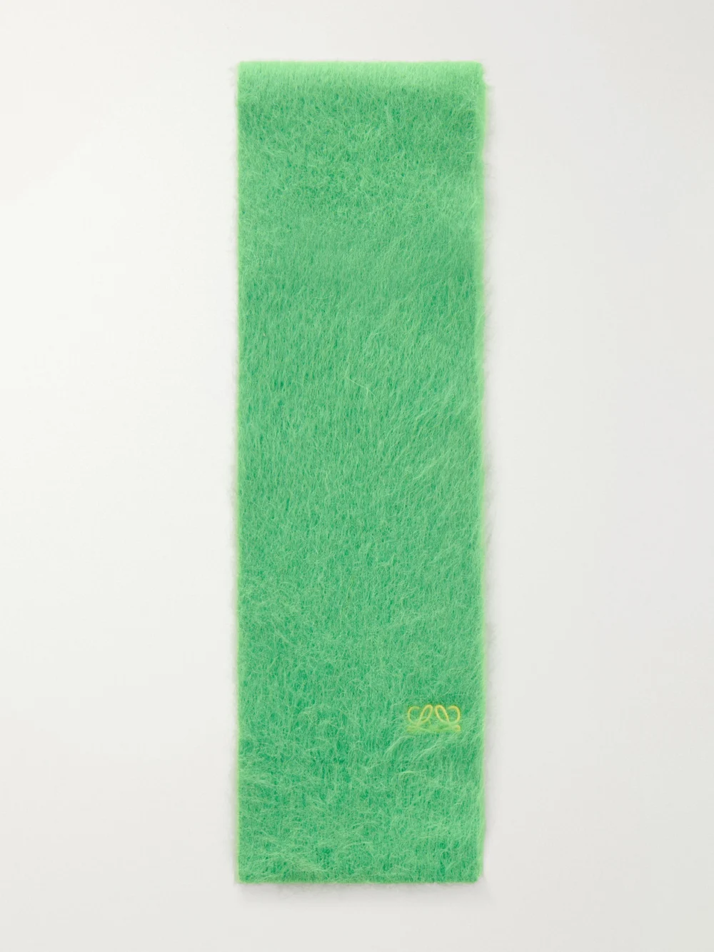 Loewe Logo-embroidered Brushed Alpaca-blend Scarf in bright green