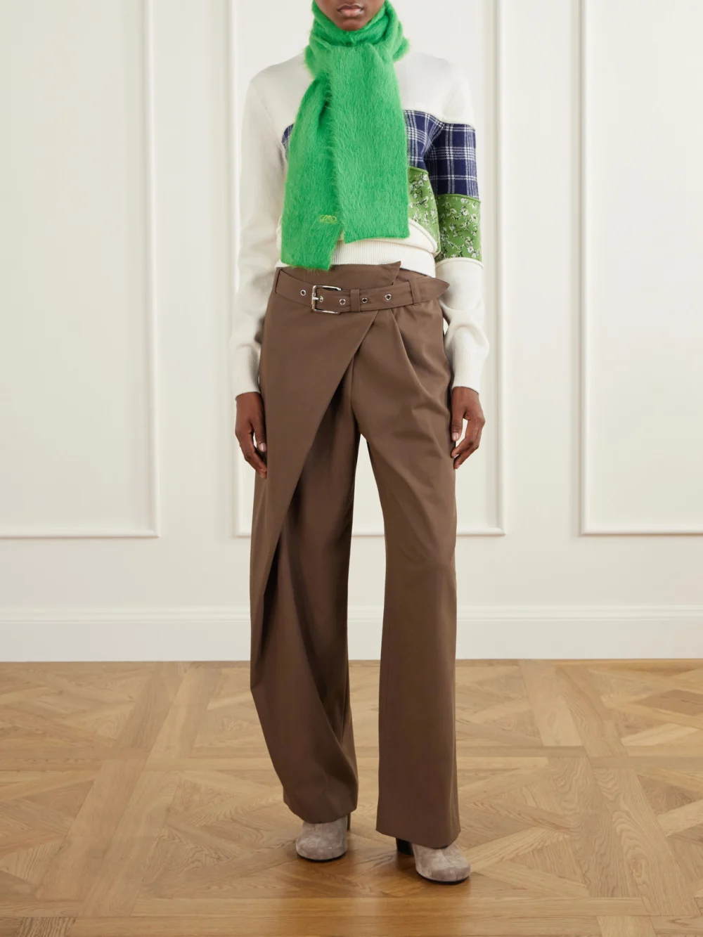 Loewe Logo-embroidered Brushed Alpaca-blend Scarf, styled view