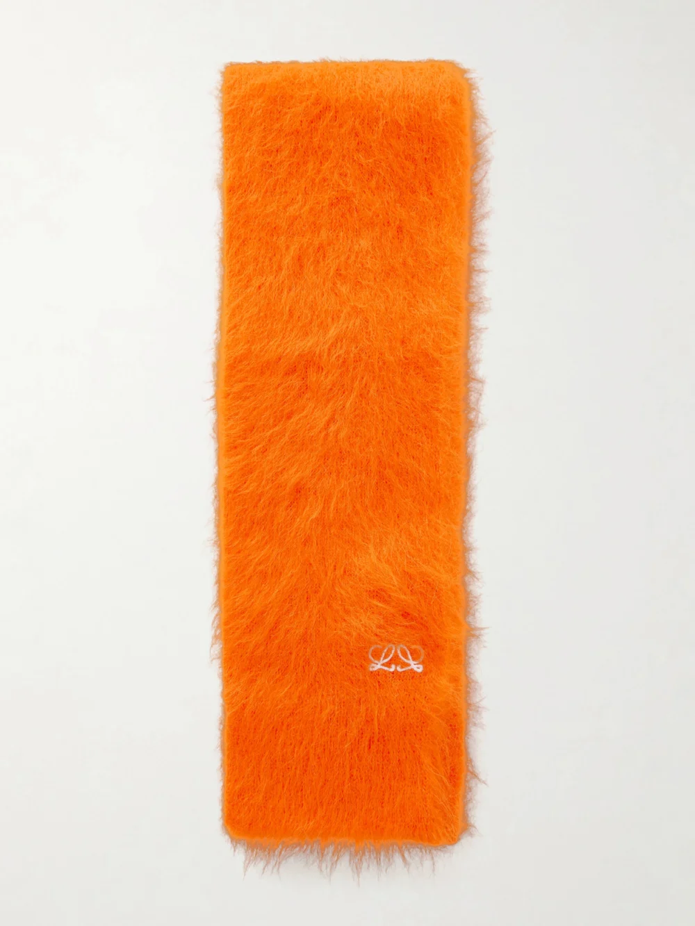 Loewe Logo-embroidered Brushed Alpaca-blend Scarf in orange