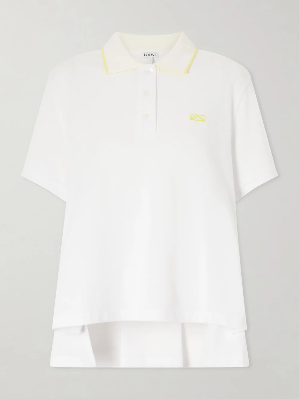 Loewe Logo-embroidered Cotton-piqué Polo Shirt in white
