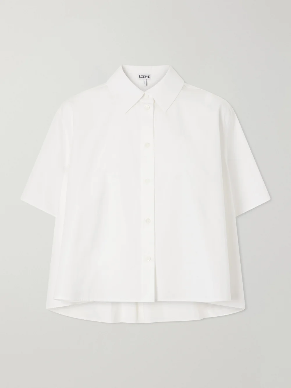 Loewe Logo-embroidered Cotton-poplin Shirt in white