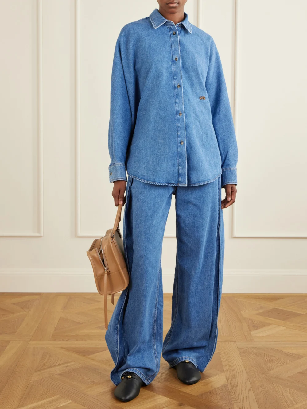 Loewe Logo-embroidered Denim Shirt, worn by a model