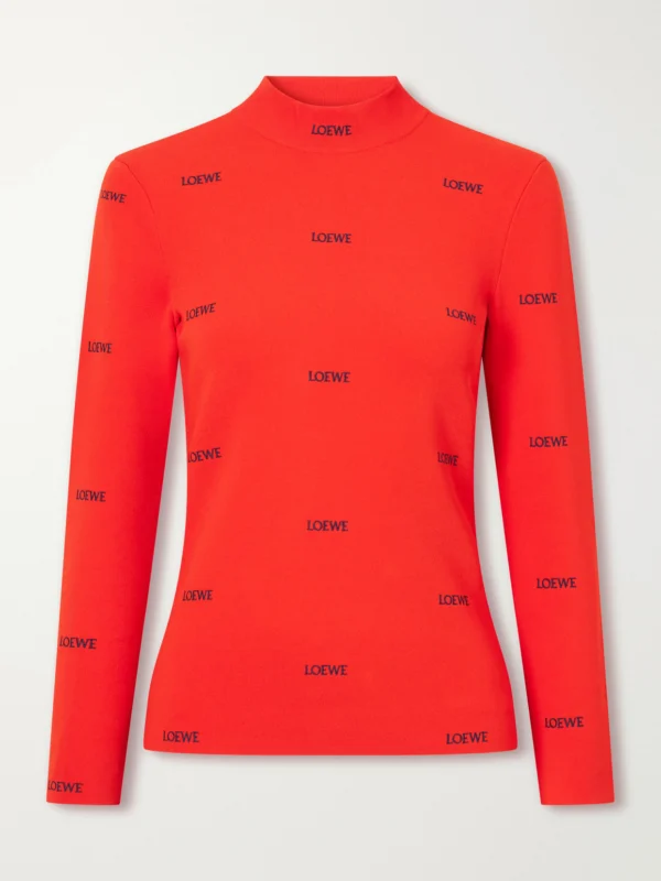Loewe Logo-embroidered Ribbed-knit Turtleneck Sweater