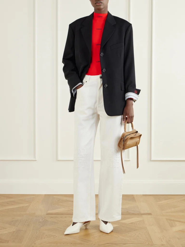 Loewe Logo-embroidered Ribbed-knit Turtleneck Sweater