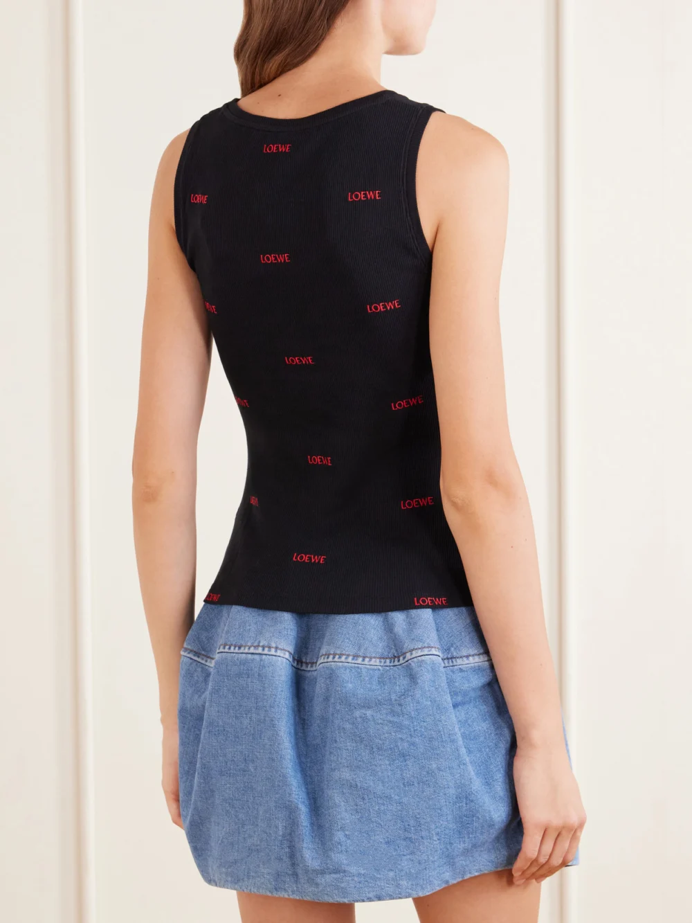 Back view of the Loewe Logo-embroidered Ribbed Stretch-cotton Jersey Tank