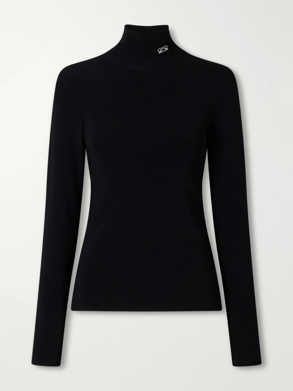 Loewe Logo-embroidered Ribbed T-shirt in black