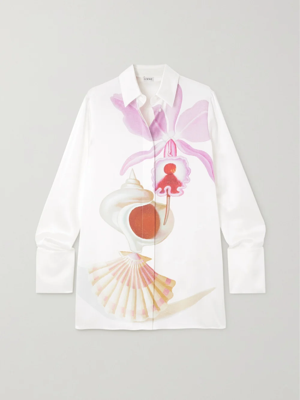 Loewe Maruja Mallo Printed Silk-satin Shirt in white