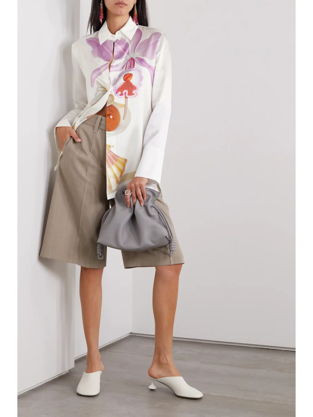 Loewe Maruja Mallo Printed Silk-satin Shirt, worn by a model