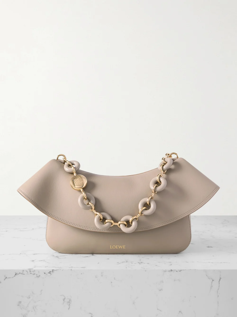 Loewe Ola Medium Embellished Leather Shoulder Bag in sand