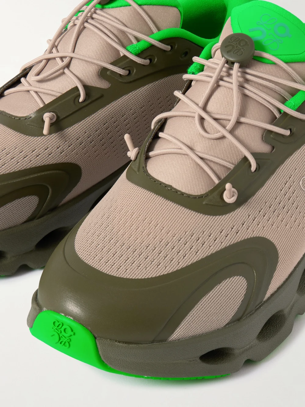 Close-up detail of the Loewe + on Cloud Rubber-trimmed Recycled-mesh Sneakers