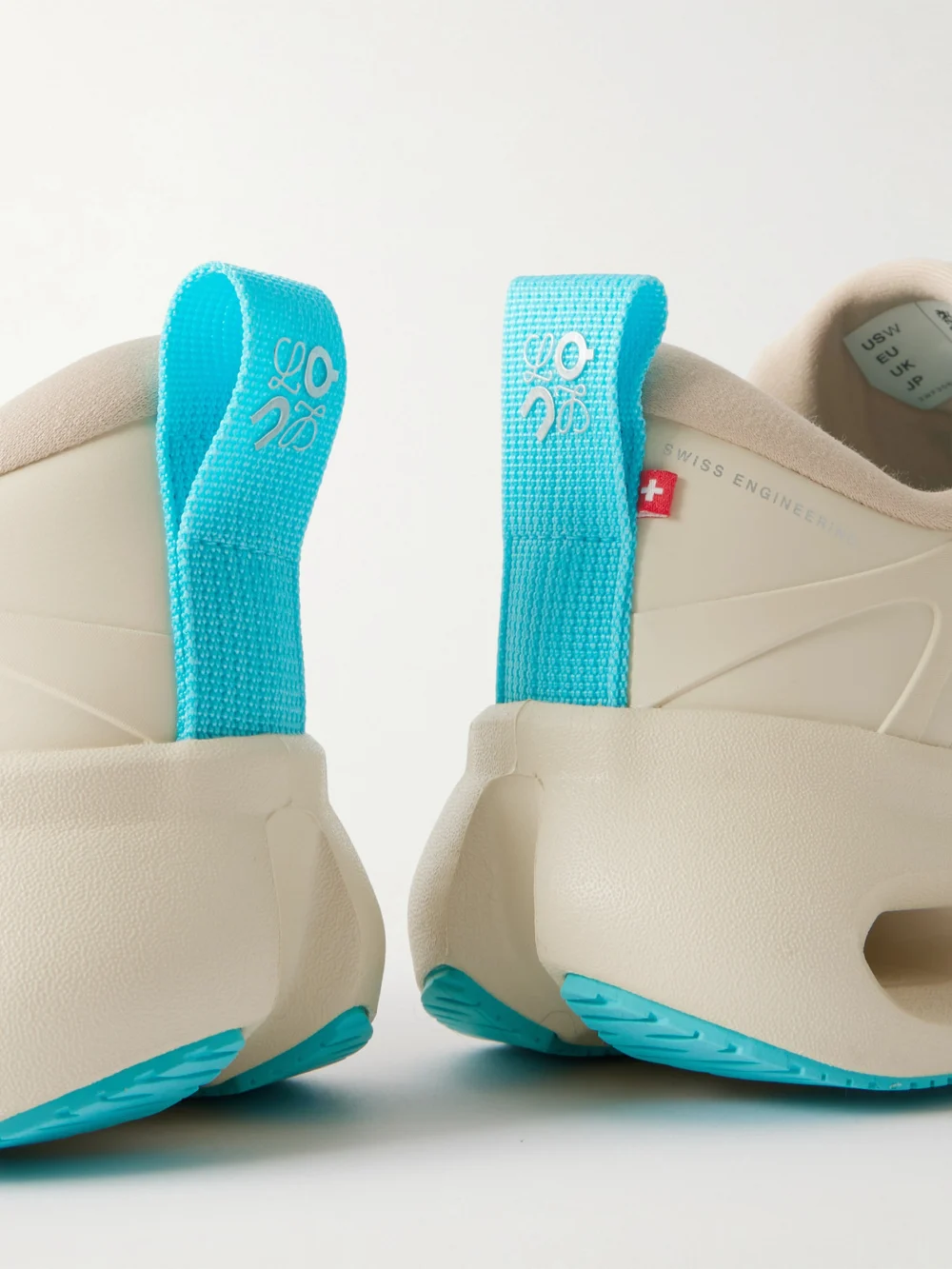 Close-up detail of the Loewe + on Cloud Rubber-trimmed Recycled-mesh Sneakers