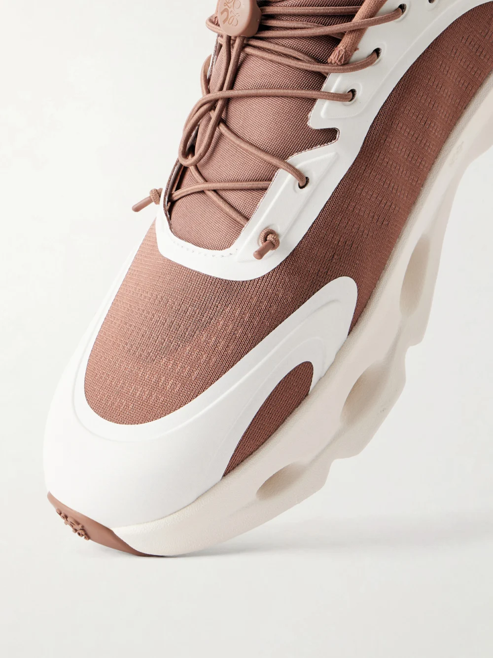 Close-up detail of the Loewe + on Cloudsolo Rubber-trimmed Recycled Mesh Sneakers
