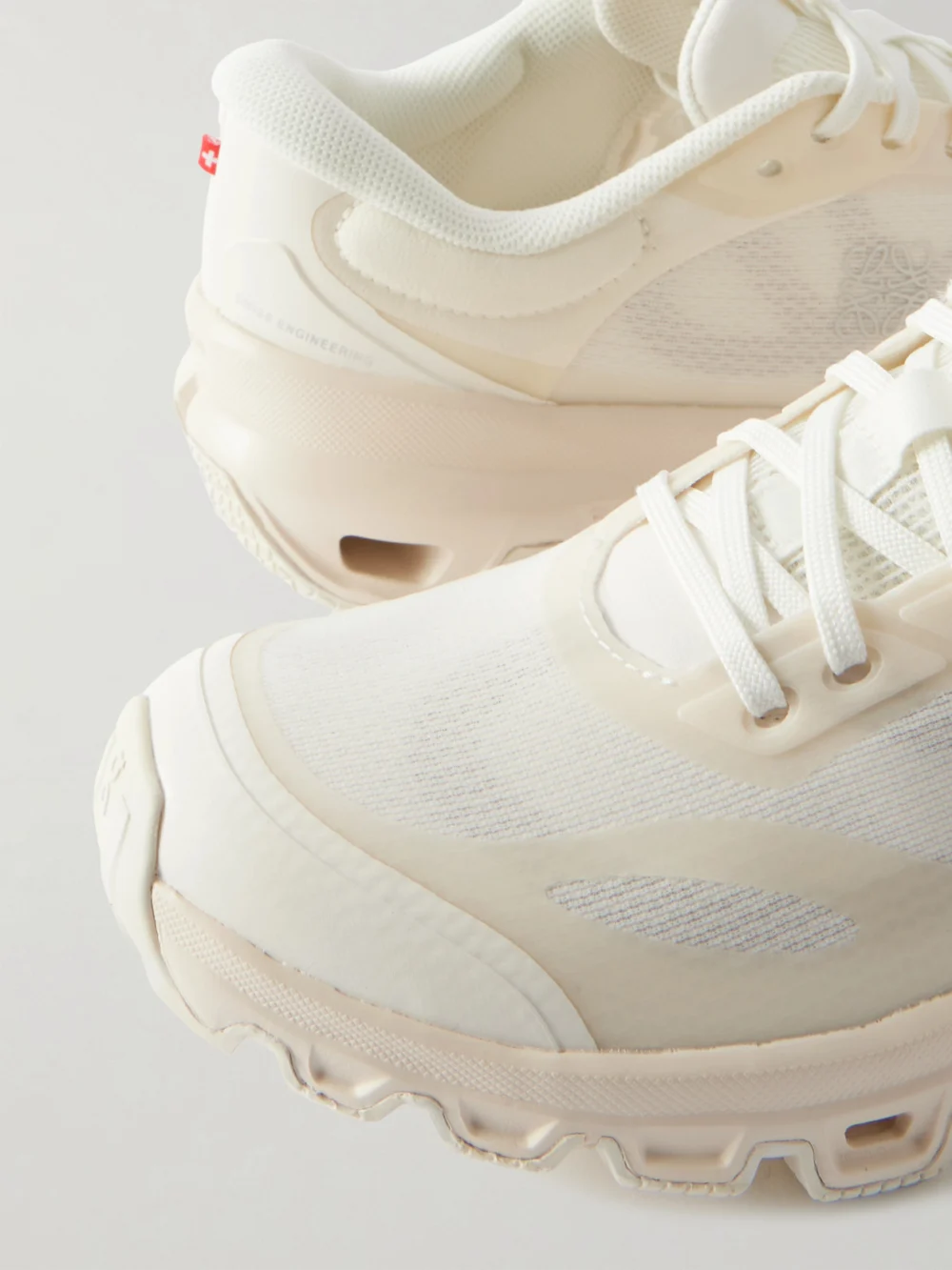 Close-up detail of the Loewe + on Cloudventure 2.0 Rubber-trimmed Paneled Recycled-mesh Sneakers