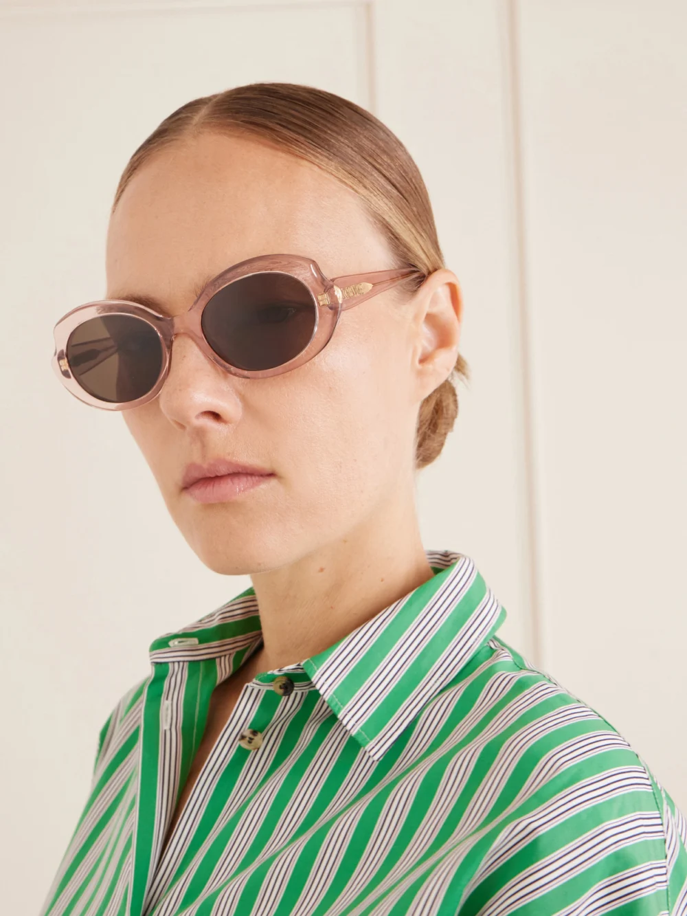 Loewe Oval Slim Oval-frame Acetate Sunglasses, styled view