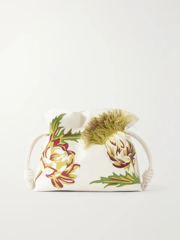 Loewe + Paula Ibiza Flamenco Intarsio Mini Embroidered Leather Clutch