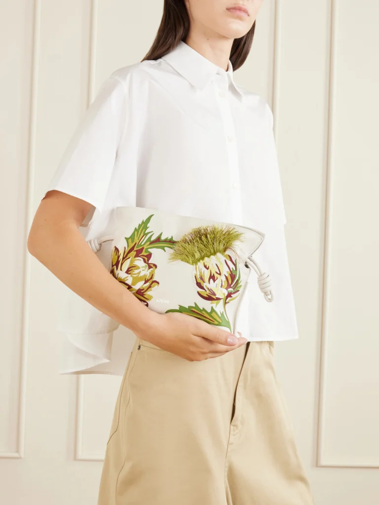 Loewe + Paula Ibiza Flamenco Intarsio Mini Embroidered Leather Clutch