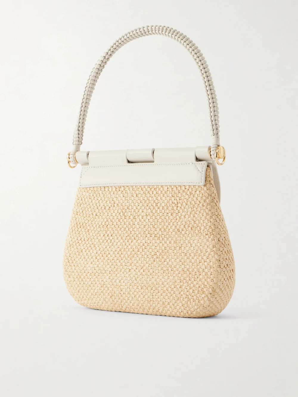 Back view of the Loewe + Paula Ibiza Pescador Leather-trimmed Raffia Shoulder Bag