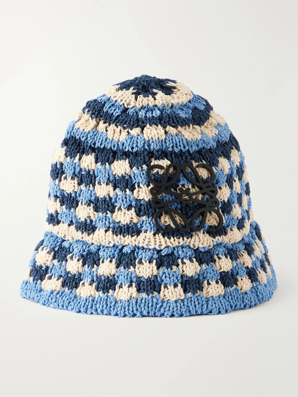 Loewe + Paula's Ibiza Anagram Appliquéd Crocheted Paper-blend Bucket Hat in navy