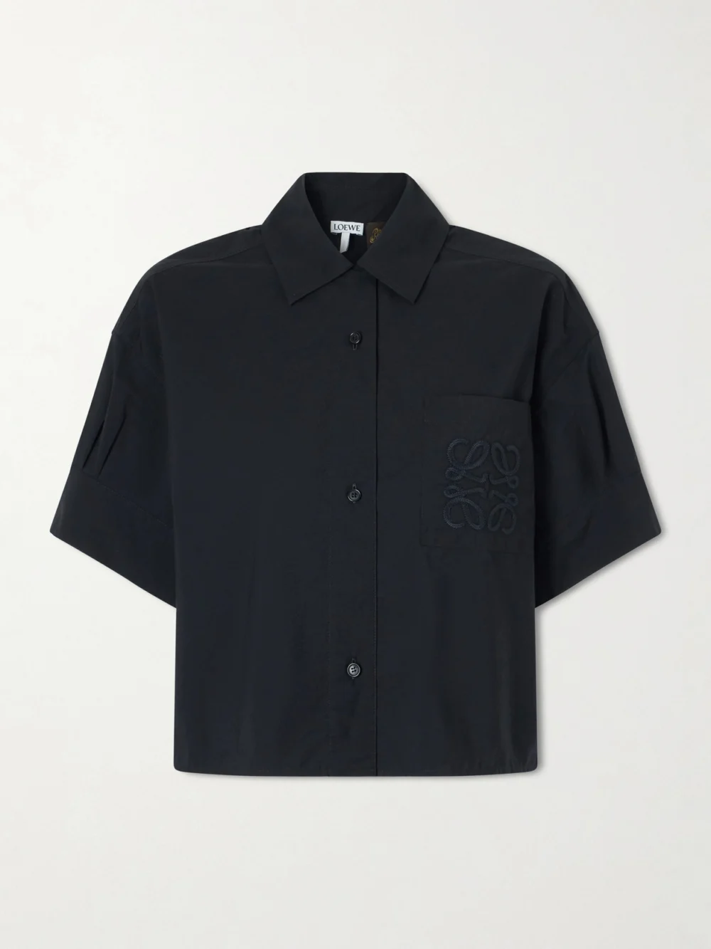 Loewe + Paula's Ibiza Anagram-embroidered Cotton-blend Shirt in black