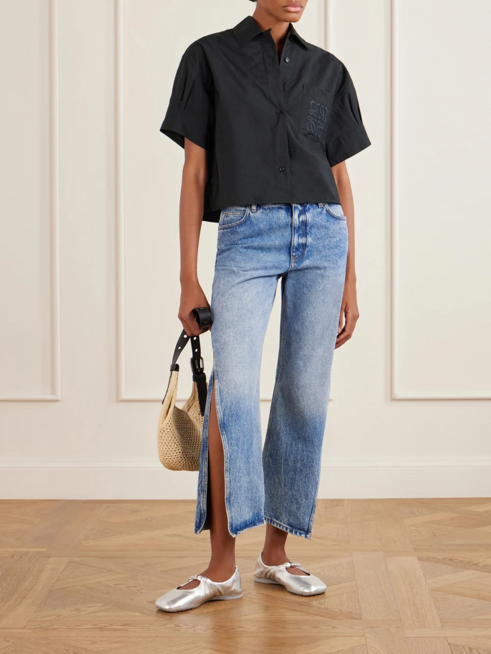 Loewe + Paula's Ibiza Anagram-embroidered Cotton-blend Shirt, worn by a model