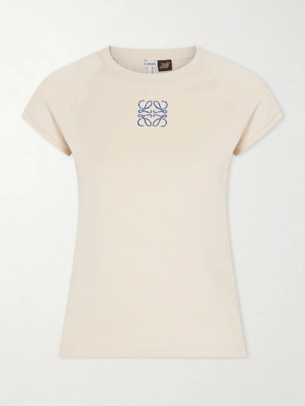 Loewe + Paula's Ibiza Anagram Embroidered Cotton T-shirt in beige