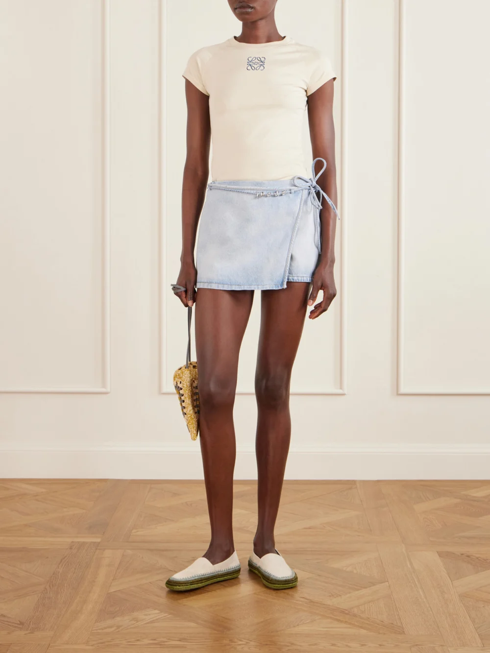 Loewe + Paula's Ibiza Anagram Embroidered Cotton T-shirt, worn by a model