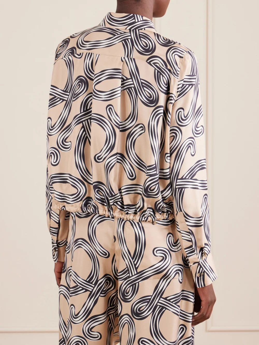 Back view of the Loewe + Paula's Ibiza Anagram-printed Silk-twill Shirt