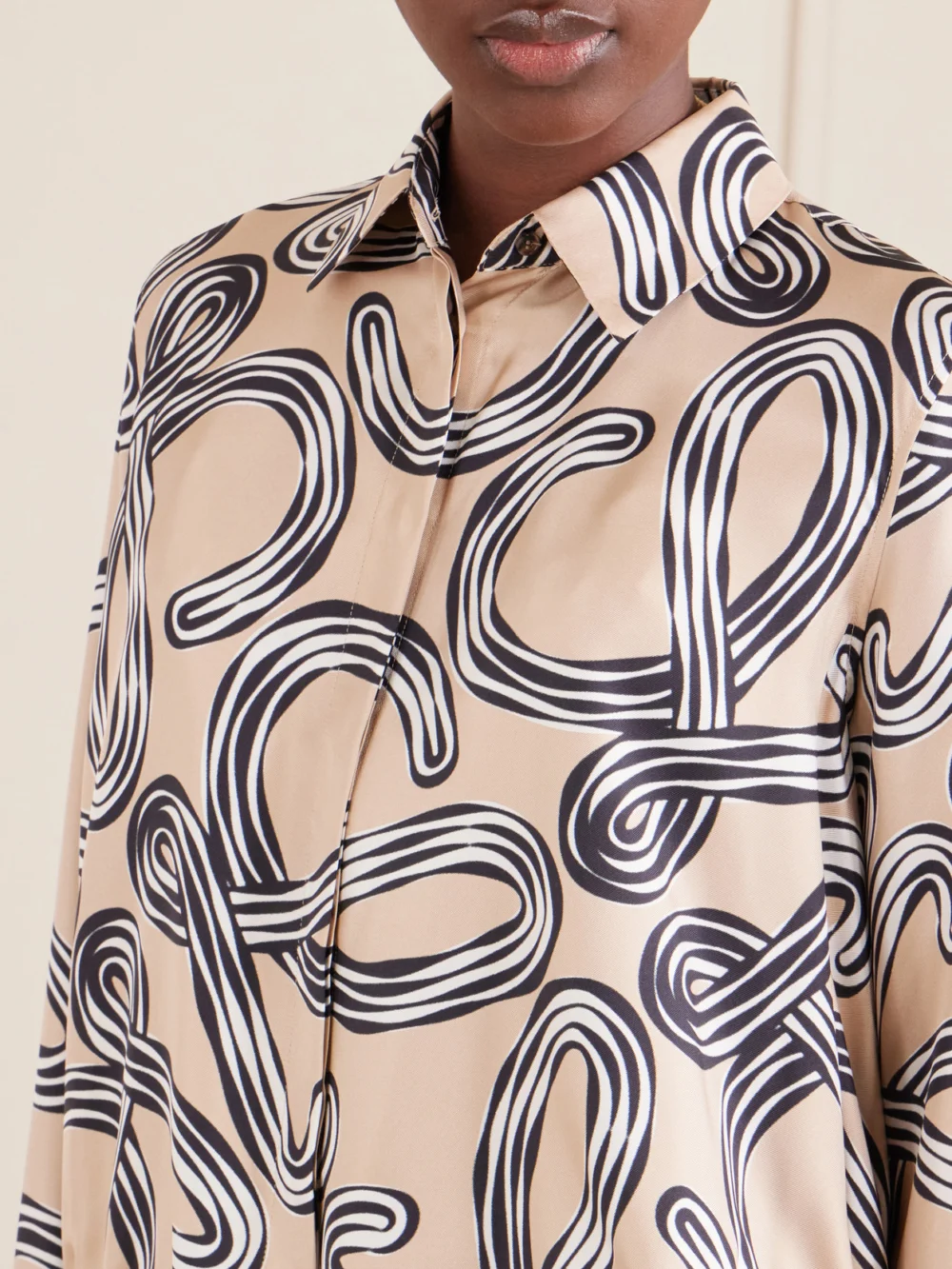 Close-up detail of the Loewe + Paula's Ibiza Anagram-printed Silk-twill Shirt