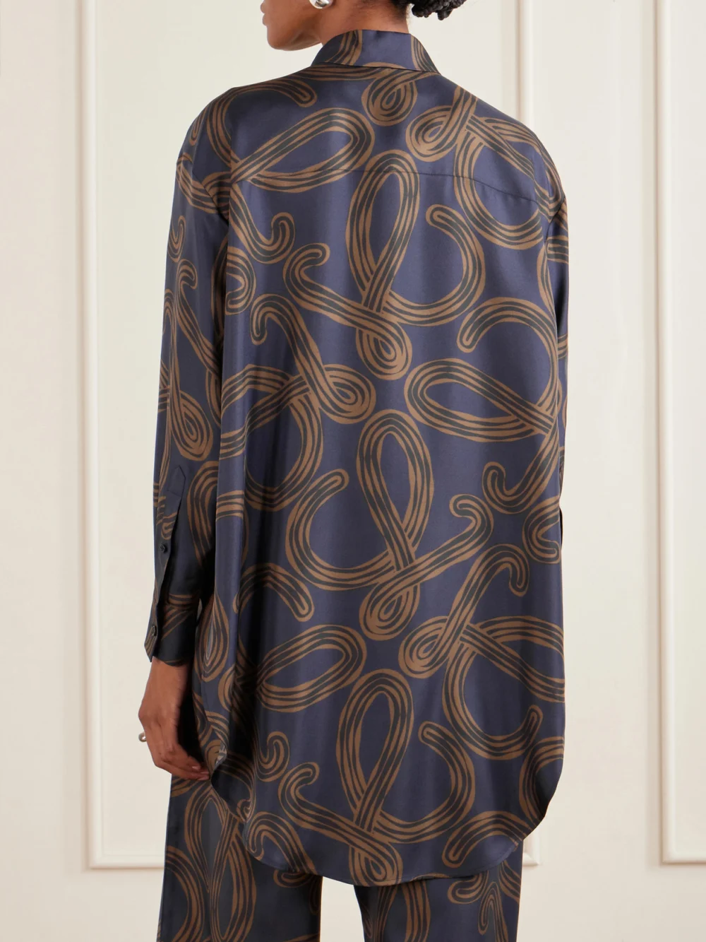 Back view of the Loewe + Paula's Ibiza Anagram-printed Silk-twill Shirt