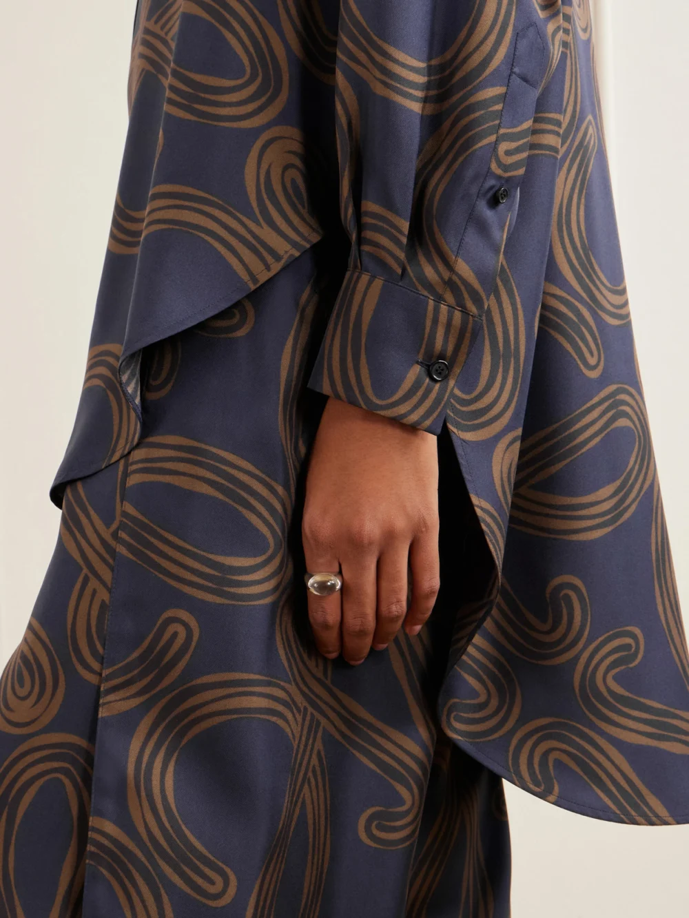 Close-up detail of the Loewe + Paula's Ibiza Anagram-printed Silk-twill Shirt
