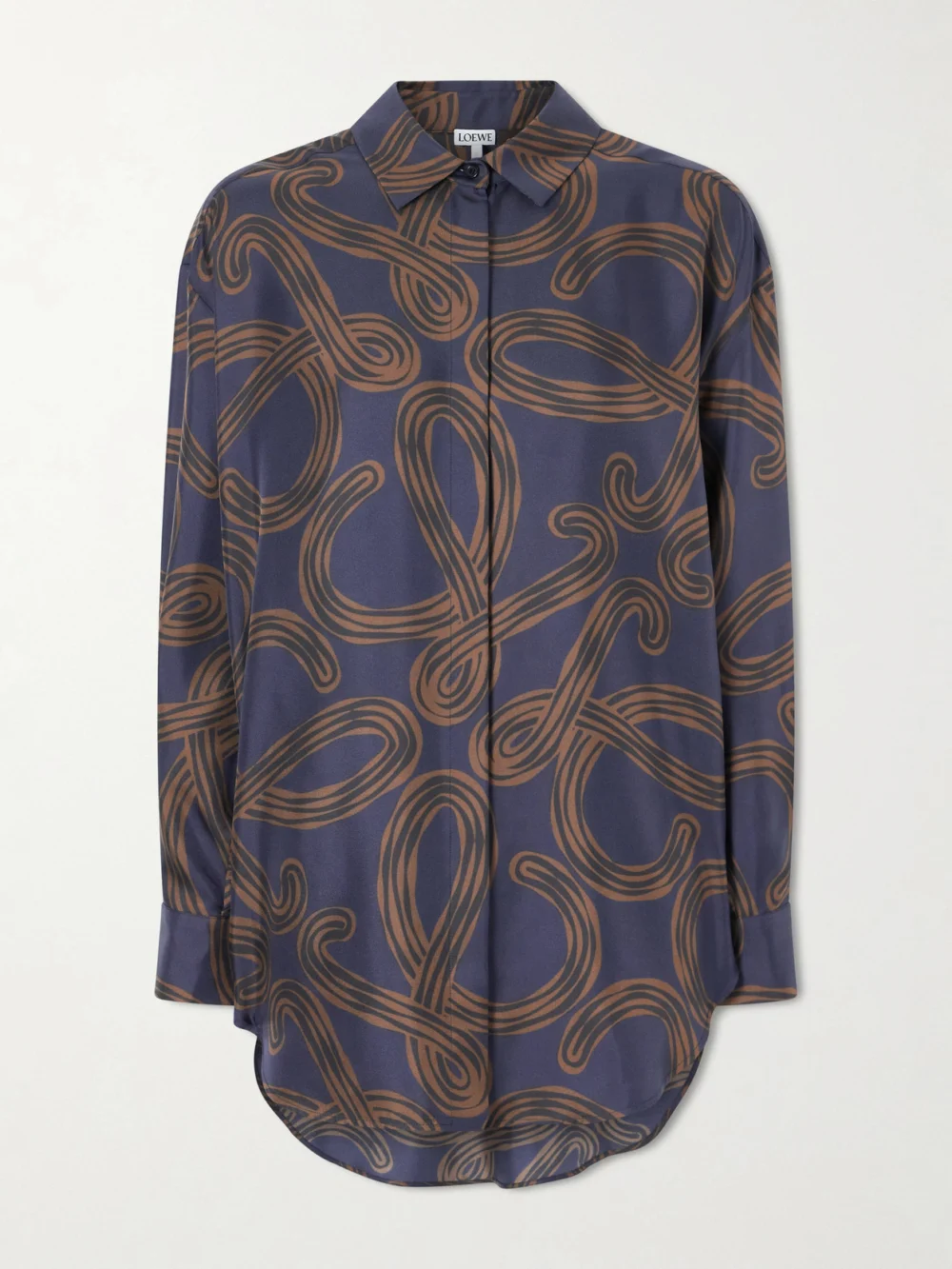 Loewe + Paula's Ibiza Anagram-printed Silk-twill Shirt in navy