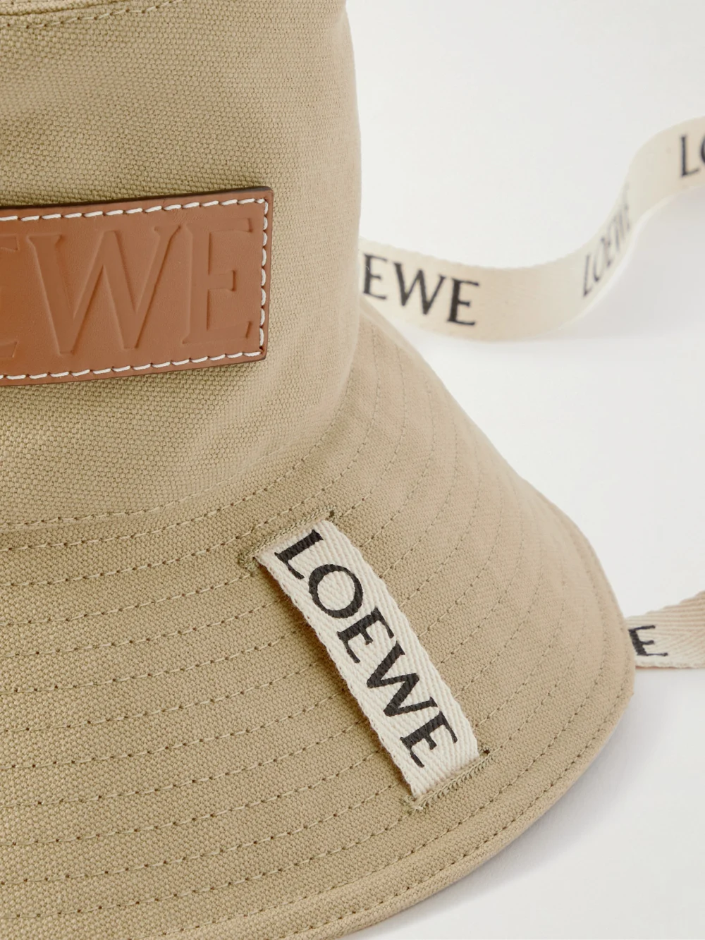 Close-up detail of the Loewe + Paula's Ibiza Appliquéd Cotton-canvas Bucket Hat