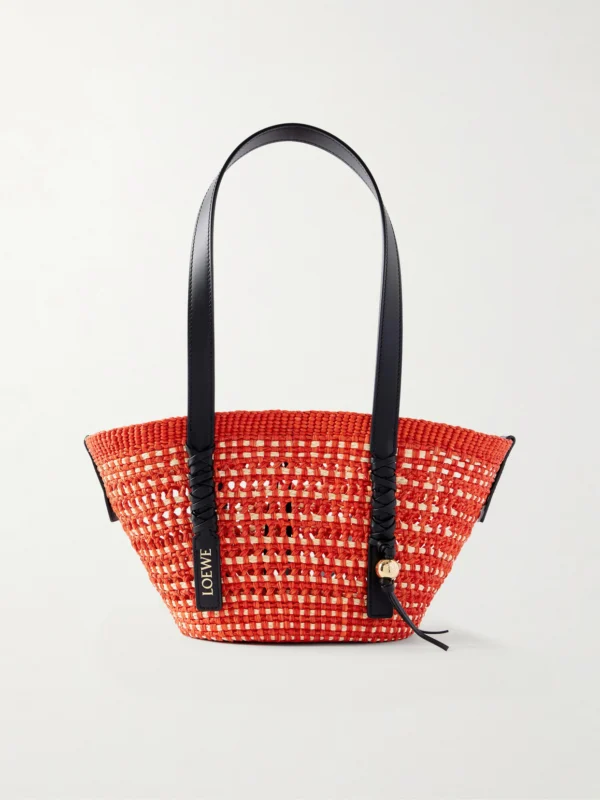 Loewe + Paula's Ibiza Braid Basket Small Leather-trimmed Raffia Shoulder Bag