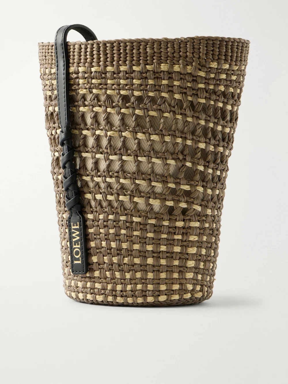 Back view of the Loewe + Paula's Ibiza Braid Leather-trimmed Raffia Shoulder Bag