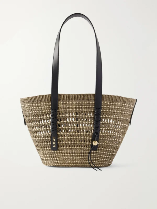 Loewe + Paula's Ibiza Braid Medium Leather-trimmed Raffia Tote