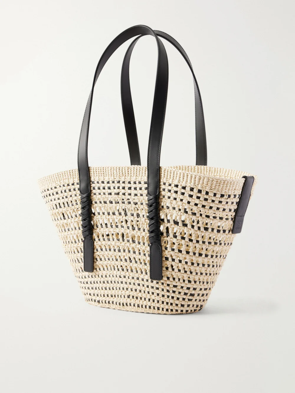 Back view of the Loewe + Paula's Ibiza Braid Medium Leather-trimmed Raffia Tote