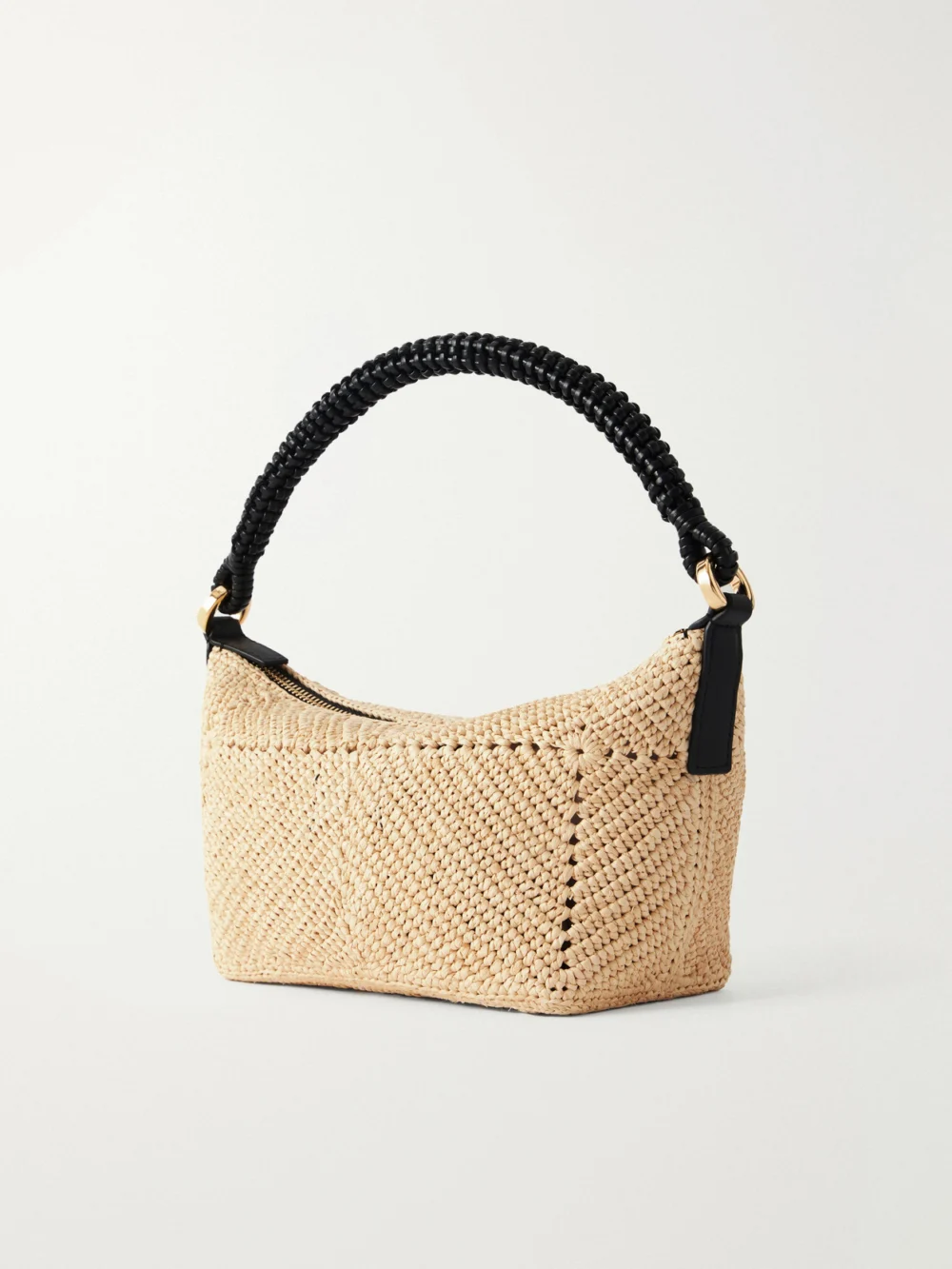 Back view of the Loewe + Paula's Ibiza Cala Leather-trimmed Raffia Pouch