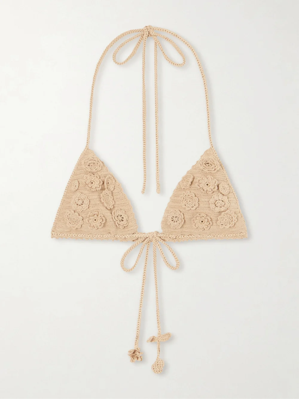 Loewe + Paula's Ibiza Crocheted Cotton Triangle Bra in beige
