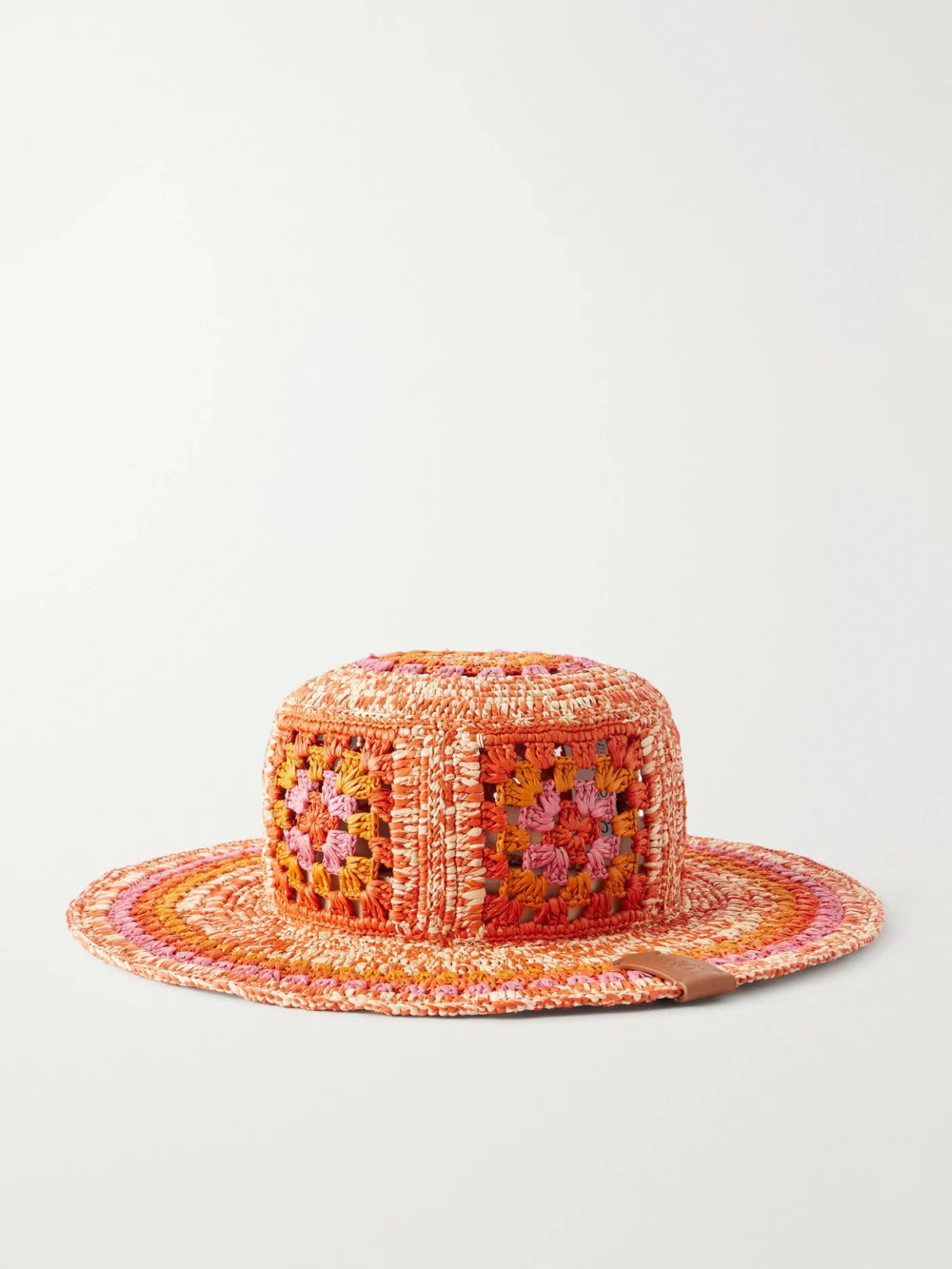 Loewe + Paula's Ibiza Crocheted Raffia Bucket Hat in orange