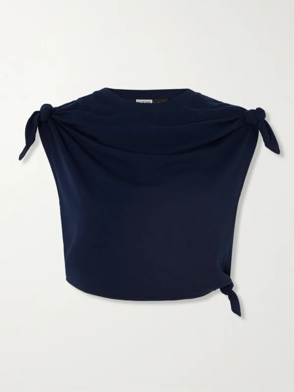 Loewe + Paula's Ibiza Cropped Knotted Cotton-blend Jersey T-shirt