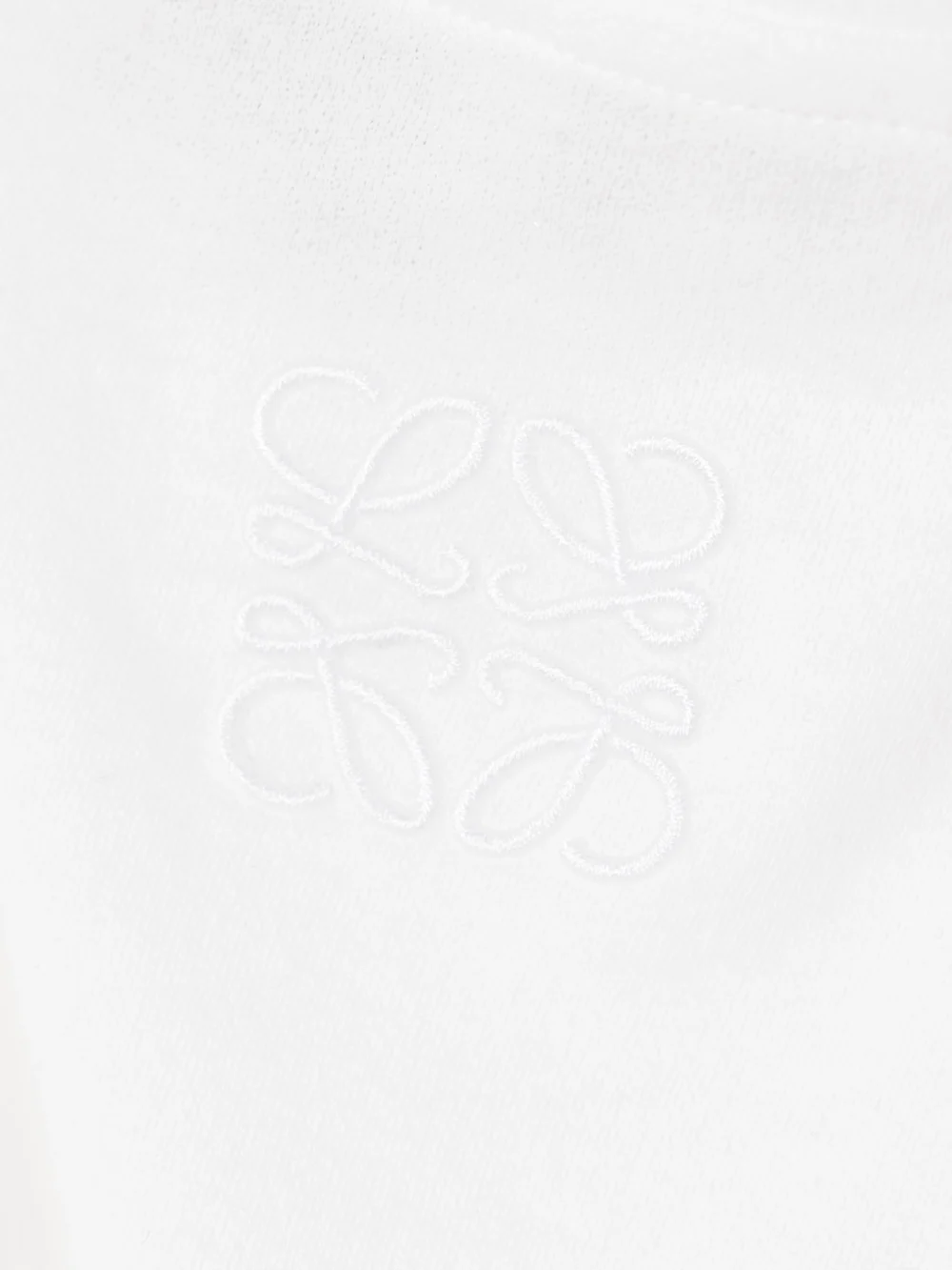 Close-up detail of the Loewe + Paula's Ibiza Cropped Knotted Cotton-blend Jersey T-shirt