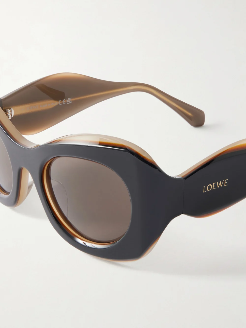 Close-up detail of the Loewe + Paula's Ibiza D-frame Acetate Sunglasses