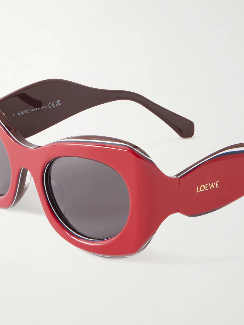 Close-up detail of the Loewe + Paula's Ibiza D-frame Acetate Sunglasses