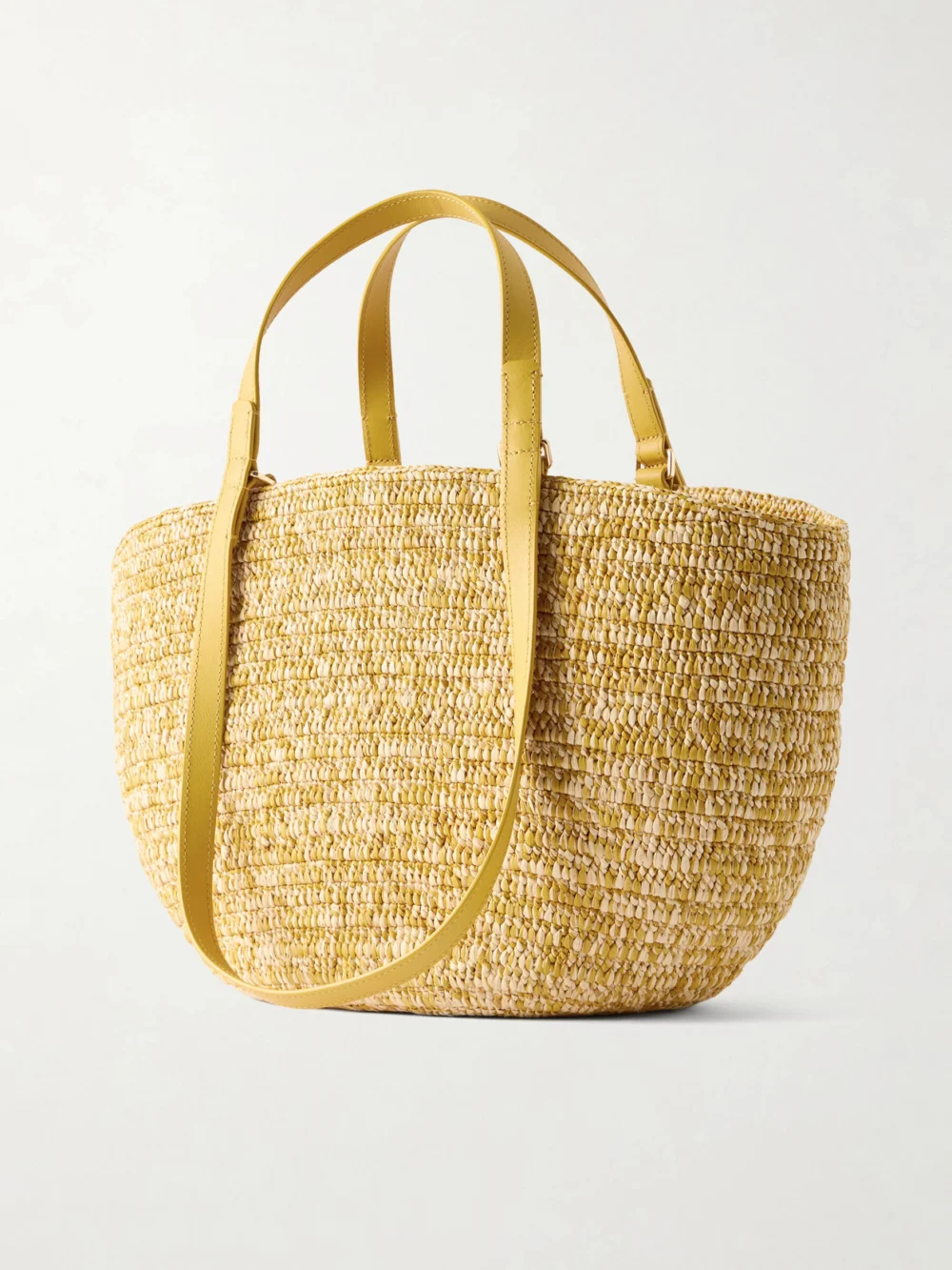 Back view of the Loewe + Paula's Ibiza Eclipse Basket Medium Leather-trimmed Raffia Tote
