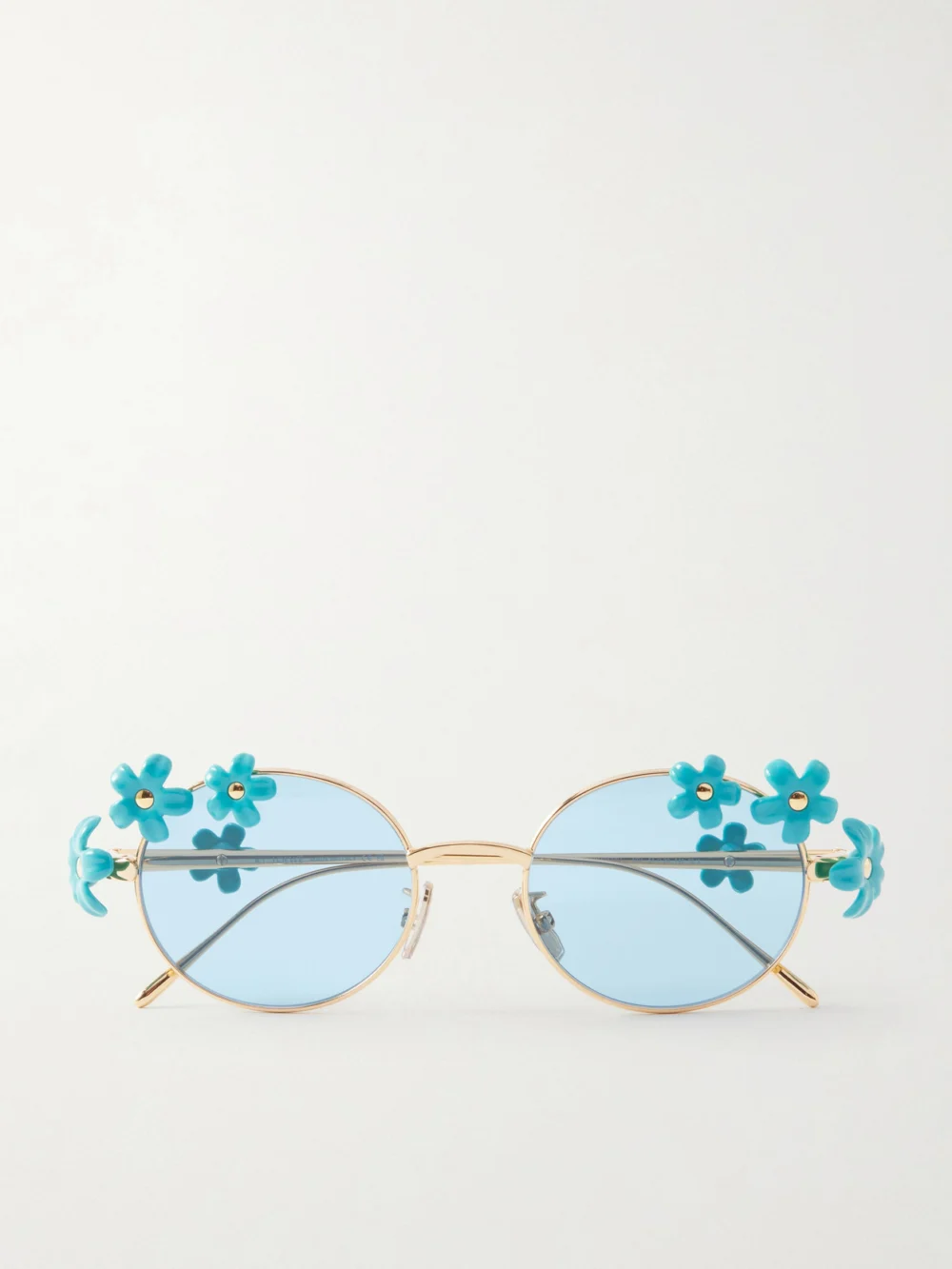 Loewe + Paula's Ibiza Embellished Round-frame Gold-tone Sunglasses in turquoise