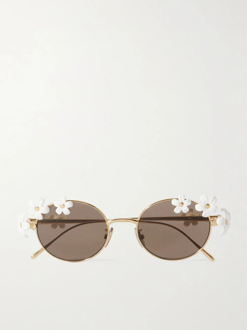 Loewe + Paula's Ibiza Embellished Round-frame Gold-tone Sunglasses in white